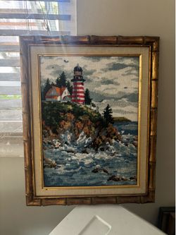 Framed nautical knitting art
