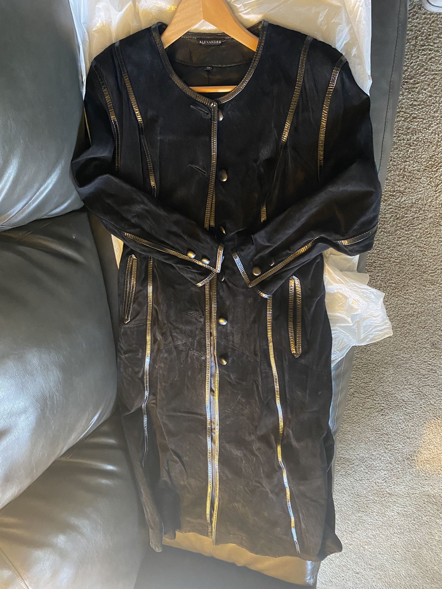 Women, Swede Leather Trench Jacket