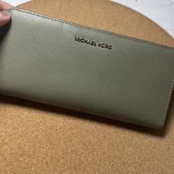 Michael Kors Leather Continental Wallet Sage Green