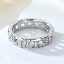 Wedding Solid Sterling Silver 925 T Ring Size 6 & 8  