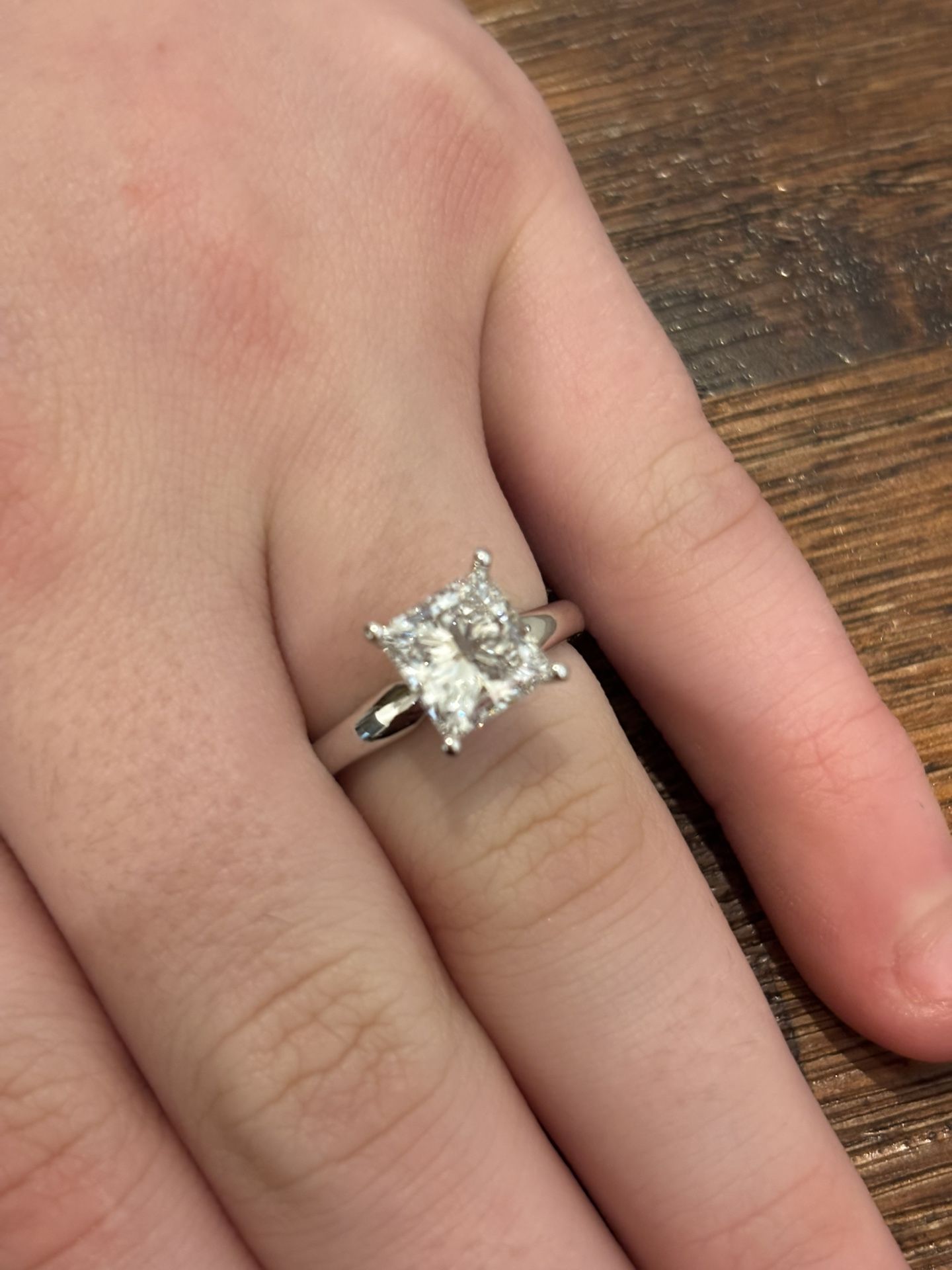 New 2.50 Carat Princess Diamond Engagement Ring 14k White Gold