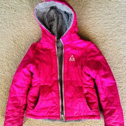 7 / 8 girl pink grey Gerry puffer coat thick reversible 