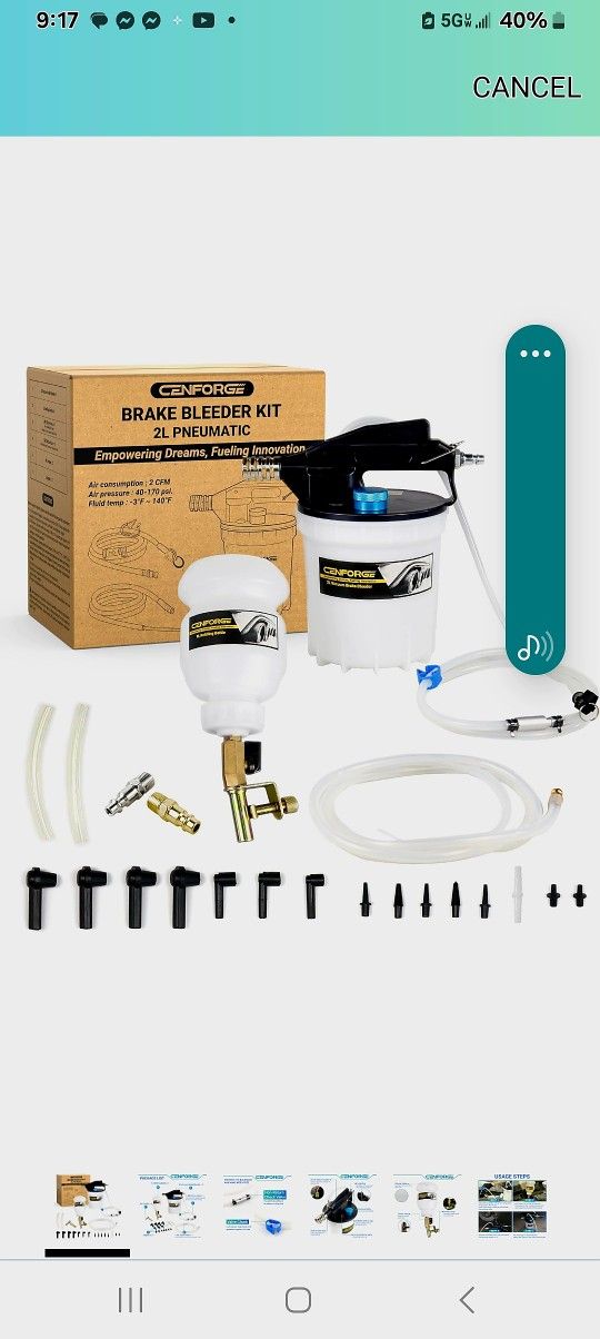 Cenforge Pneumatic Brake Bleeder Kit 2liter