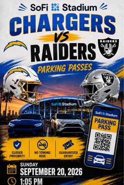 SoFi Stadium Parking Pass for Chargers vs Raiders Game