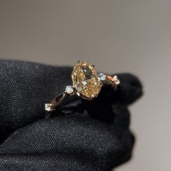1.51CT Fancy Intense Yellow Lab Diamond Engagement Ring | Oval | VS1 | 18K Gold | IGI Certified