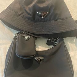 Prada Set Hat & Matching Baguette Bag 