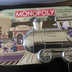 Vintage Monopoly Collector's Edition in Embossed Train Tin Box (2003) Complete!