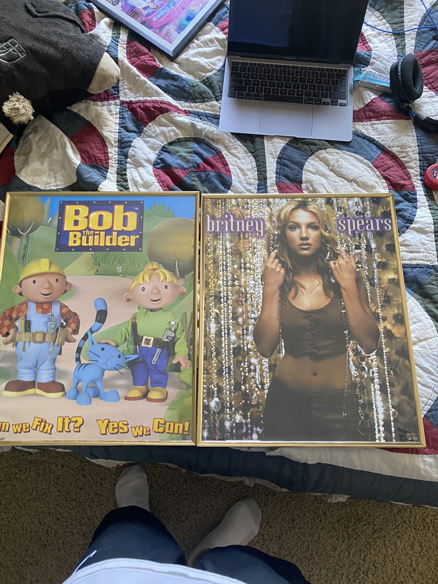 Framed Britney Spears Poster and Bob the builder