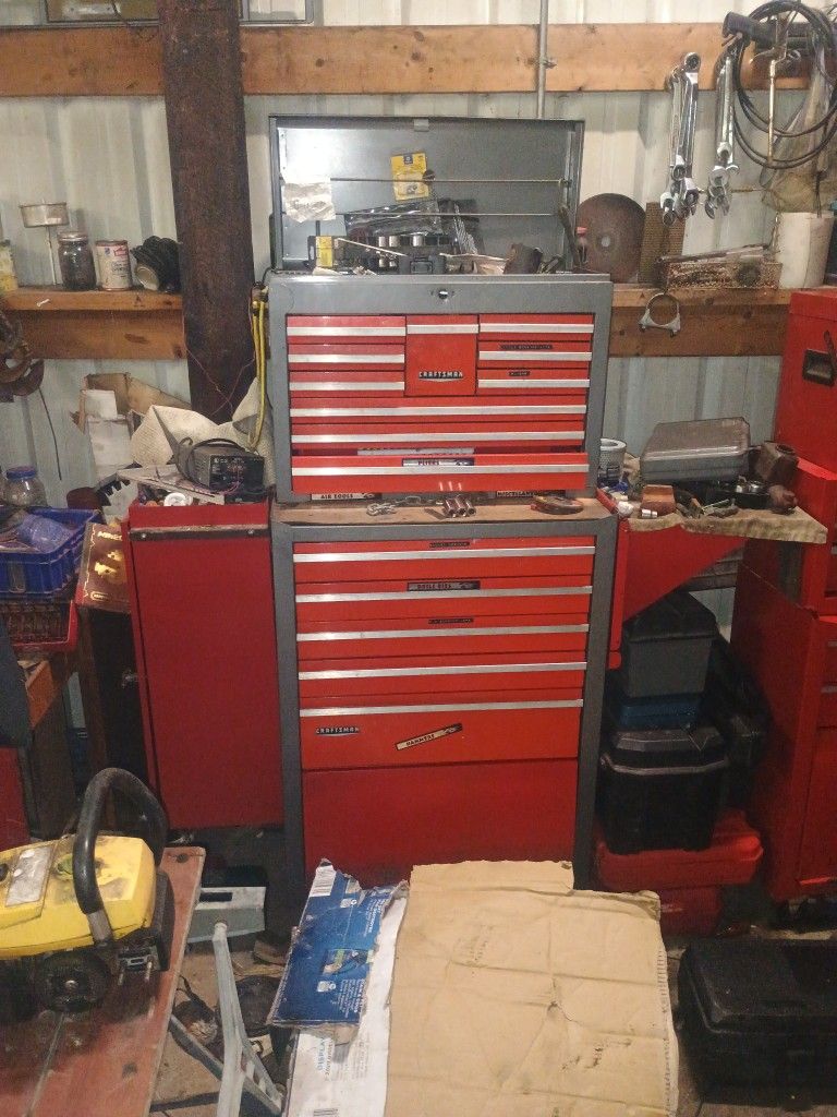 2 Piece Drawer Set Craftsman Toolbox With Side Extension Shelf Plus Cabinet