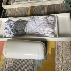 Changing Table + Pad + Sheets + Diaper Genie
