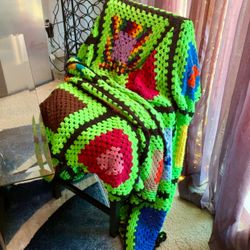 One of a kind hand knitted Crochet Blanket King Size