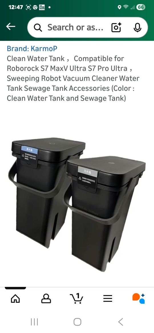 RoboRock Vacuums Tanks MAX Clean Water Tank compatible.