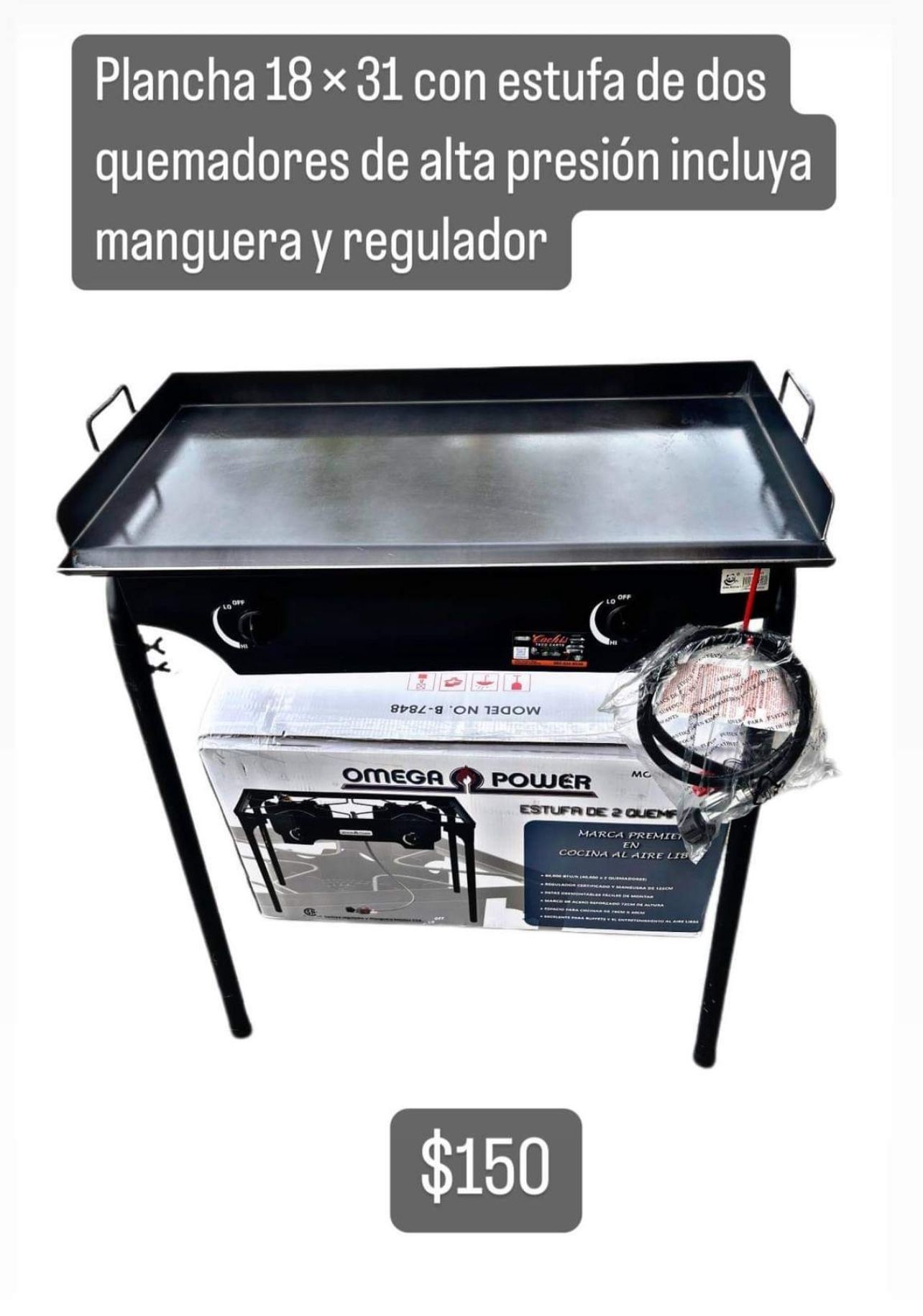 Plancha Nuevas De 2 Quemadores Con Mangera I Patas Desmontable Nuevo En Especial