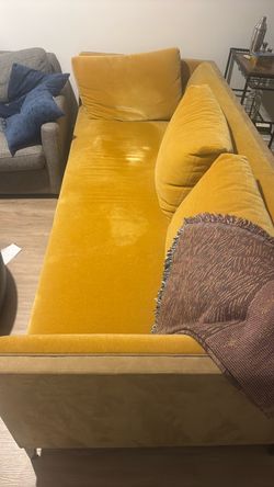 Mustard Yellow Velvet Sofa
