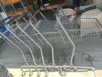 Black plastic hand baskets & shopping carts
