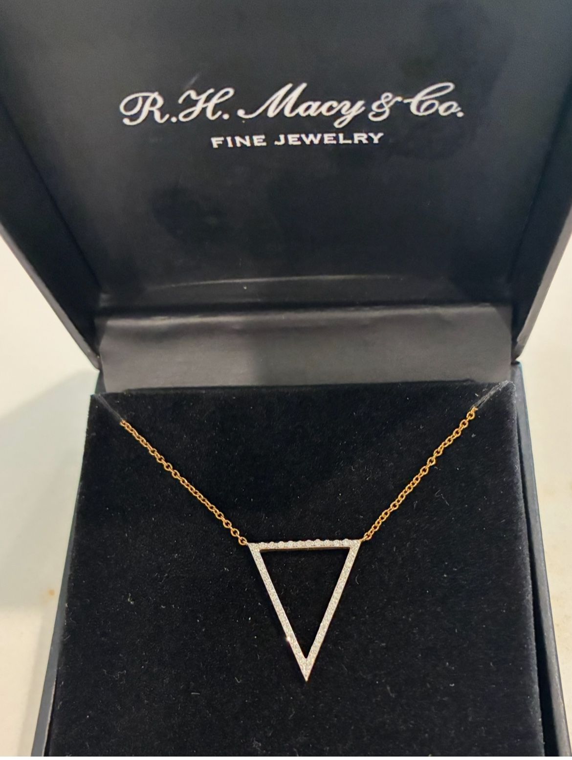 New WT Diamond Inverted Triangle Pendant in 14k Rose Gold $129