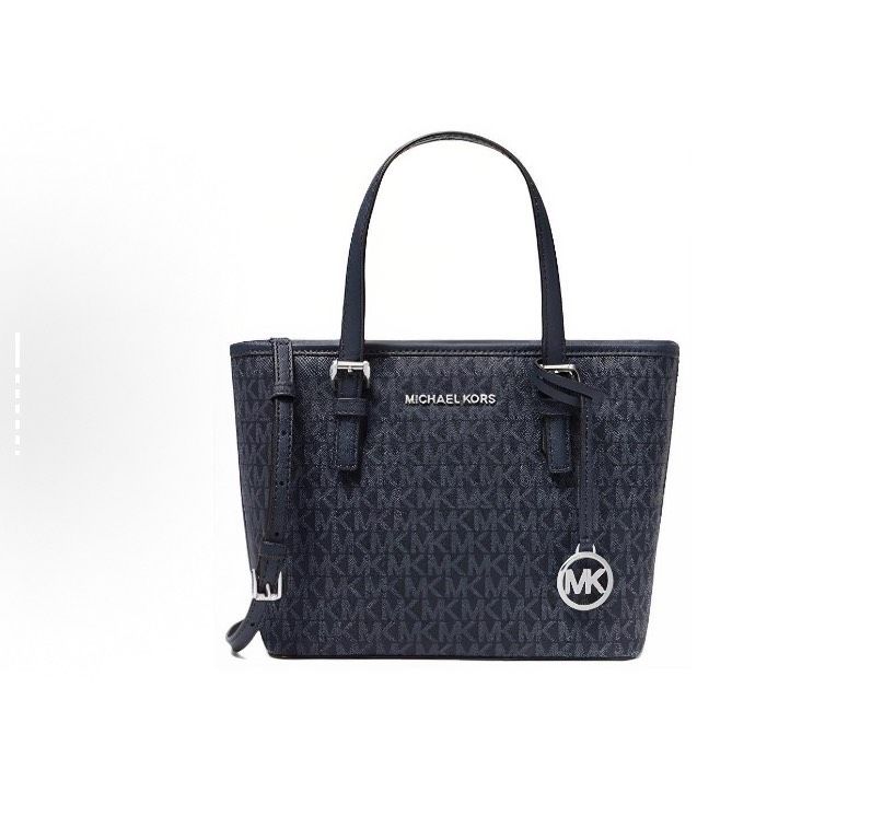 Michael Kors Jet Set Monogram Navy Blue Mini Tote Women’s New