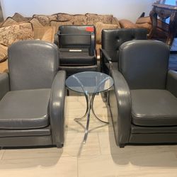 Lobby Lounge Gray Chairs With Table 3 PCs 