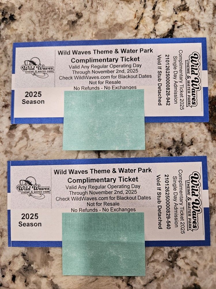 Wild Waves Tickets x2