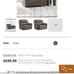 Ashely furniture xl recliner love seat 