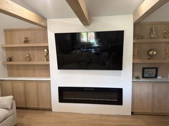 Floating shelves and base cabinets