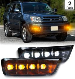LED Front Bumper Fog Lights Kit for Toyota 4Runner 2003 2004 2005 Switchback White Daytime Running Light Amber Turn Signal Lamps Accessories,2pcs｜OEM 