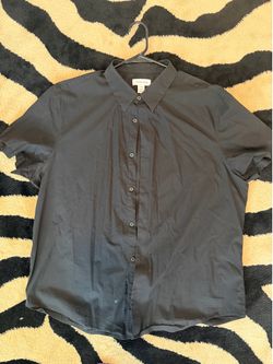 Calvin Klein Black Short-Sleeve Button-Down Shirt