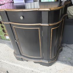Black Wood Cabinet w/ Wood Grain Trim 36x17x32