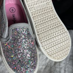 Toddler size 8, silver glitter shoes