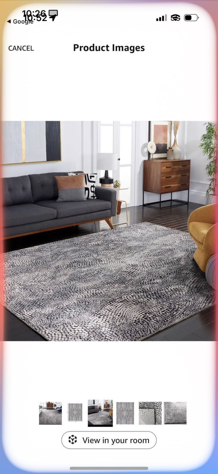SAFAVIEH Area Rug 8x10 - Lurex Collection - Large - Black & Light Grey, Modern Abstract Design, Non-Shedding & Easy Cleaning, Ideal for Living Room, B