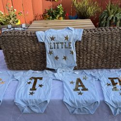 Baby Blue Onesies With Gold Printed Letters 3-6 Months 