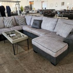 L Shape 3 Piece Sectional With Chaise 