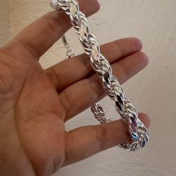 Plata 925 Esclava Diseño Torzal Largo 9 Pulgadas. 