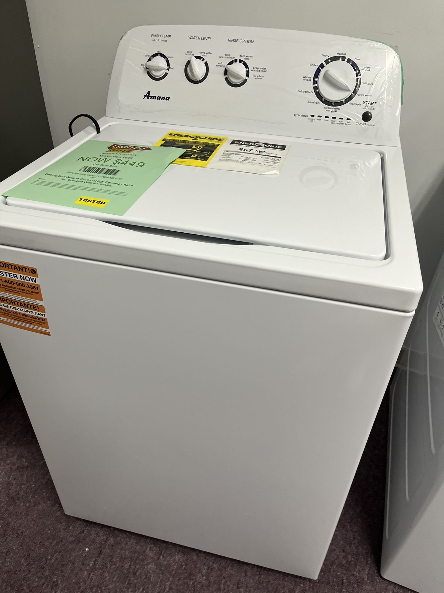 Washer , New Scratch And Dents 1 Year Warranty