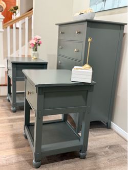 Sage/Olive Green Bedroom Set – 3 Piece Set dresser + nightstand