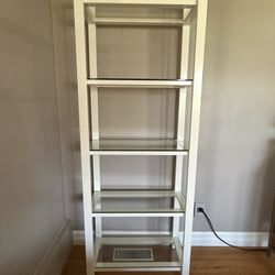 Crate & Barrel Pilsen White and Glass bookshelf