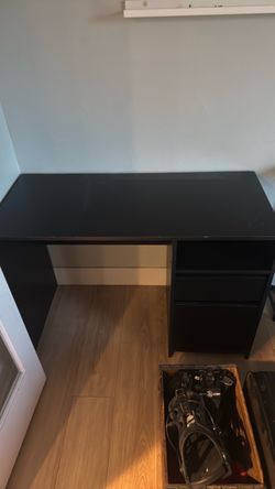 Desk and red office chair