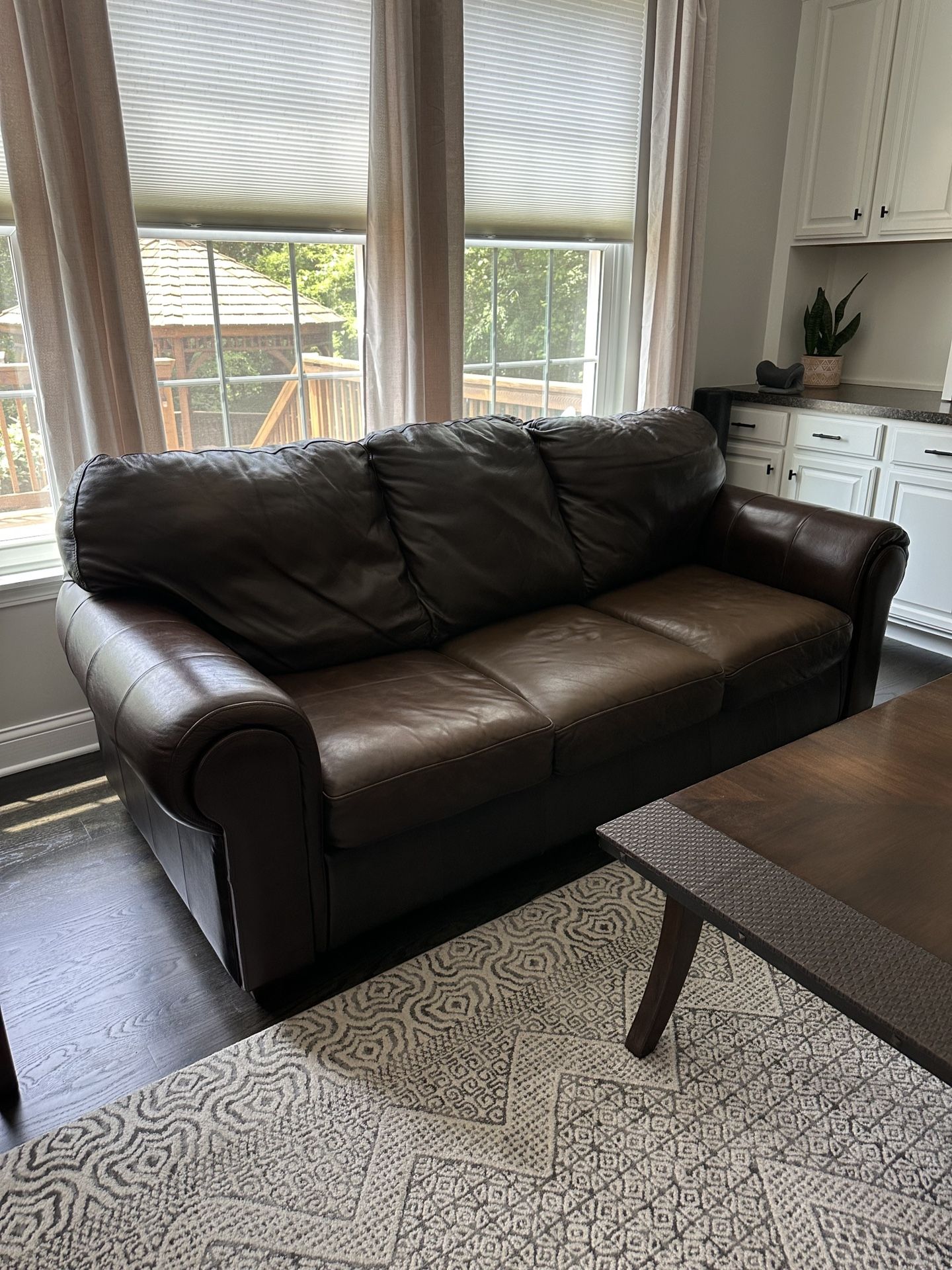 Living Room Furniture Set: Leather Couch, Love Seat, Matching Coffee Table and End Tables