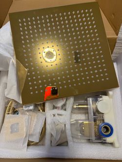 Polished Gold Shower System 12 Inch LED Square Rainfall -NEW 📍pick up at spring front dr 78249 (3576/12)
