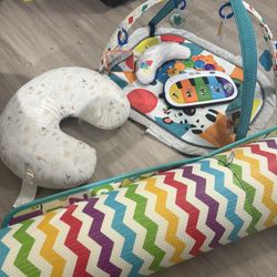 Baby Essentials Bundle – Nursing Pillow, Playpen with Piano, Baby Blanket, Koala Robe, Crab Rattle & Crawling Mat