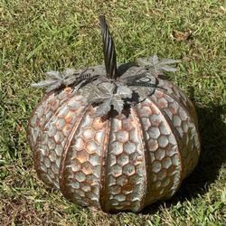 Large Embossed Galvanized Harvest Autumn Fall Halloween Pumpkin Home Garden Decor