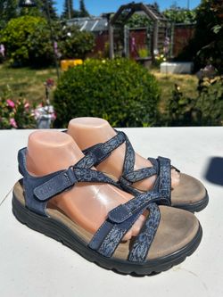 Taos Zen Strappy Women’s Navy Hook & Loop Open Toe Slingback Sandals Sz 42/11US