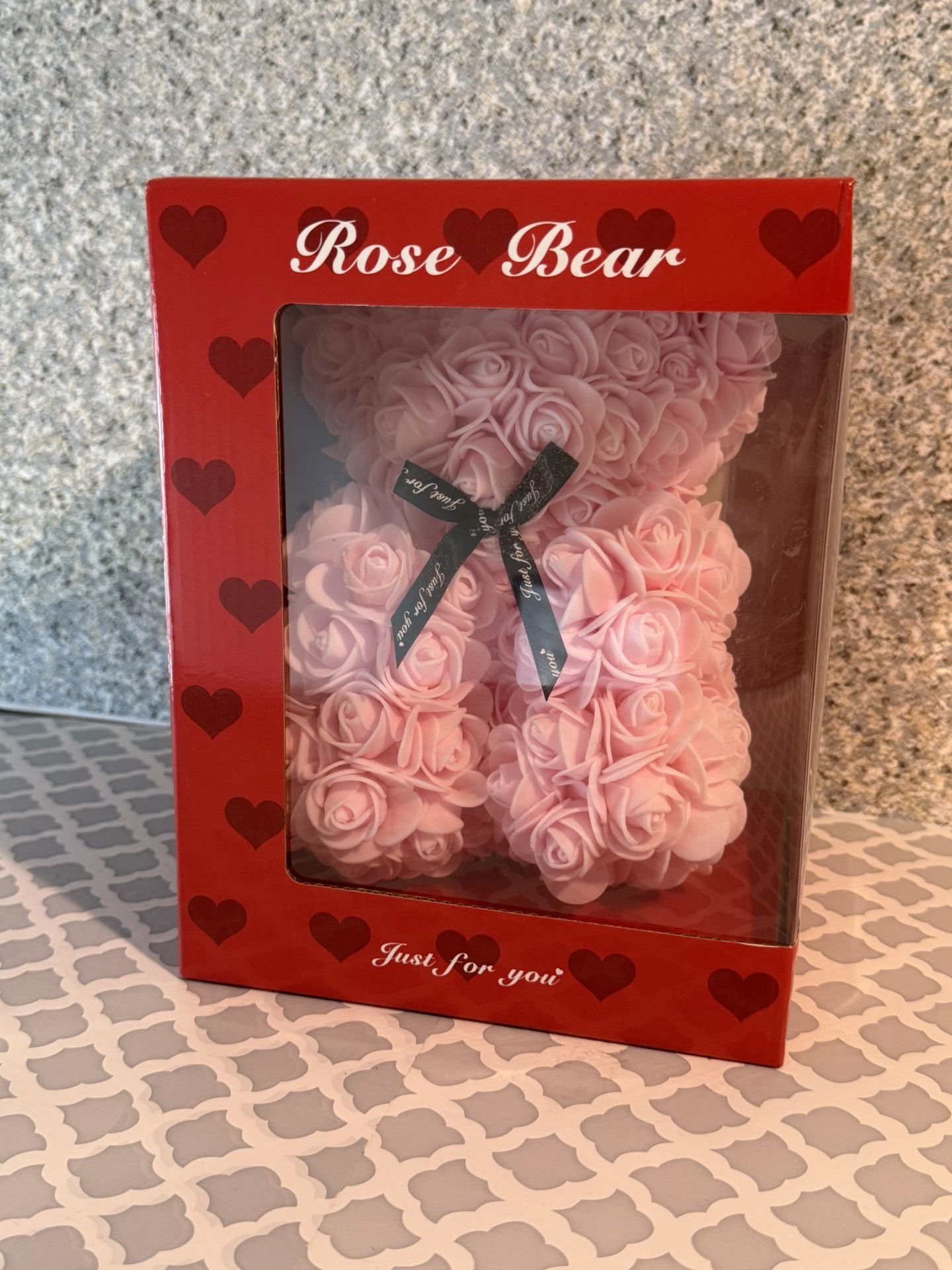 Pink Fake Rose Bear