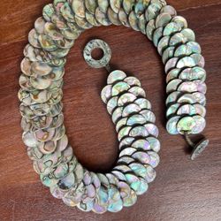 Necklace Hand Made -Mother Of pearl.Amber.