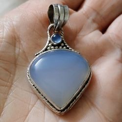 Sterling Silver Twin Chalcedony Pendant