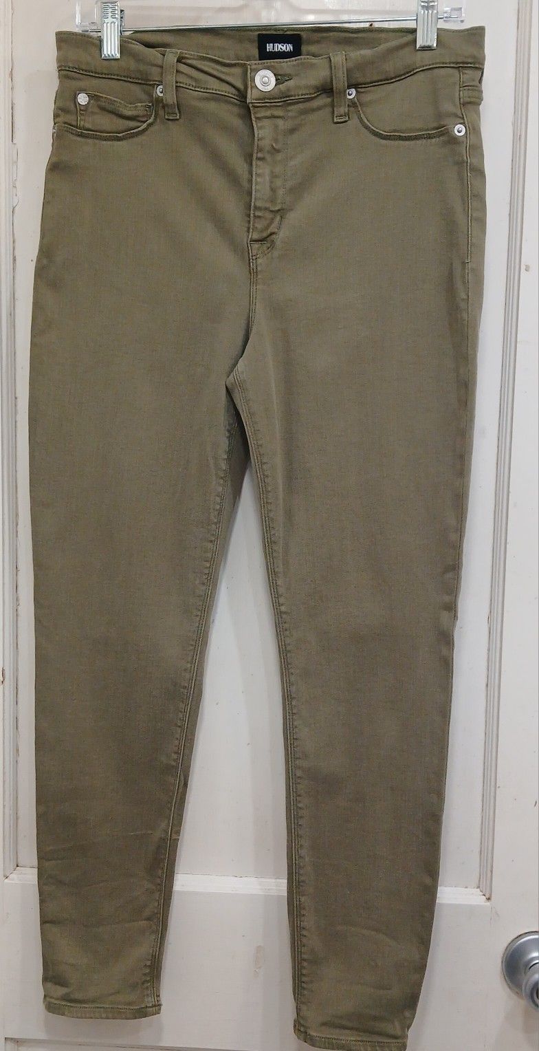 Hudson Olive Green Natalie Mid-Rise Ankle Super Skinny Jeans Women's Size 32