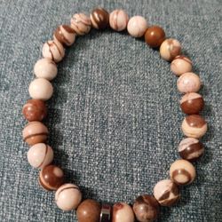 Brown And Cream Stone Bracelet