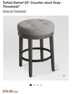 Tufted swivel 24” counter stool gray threshold
