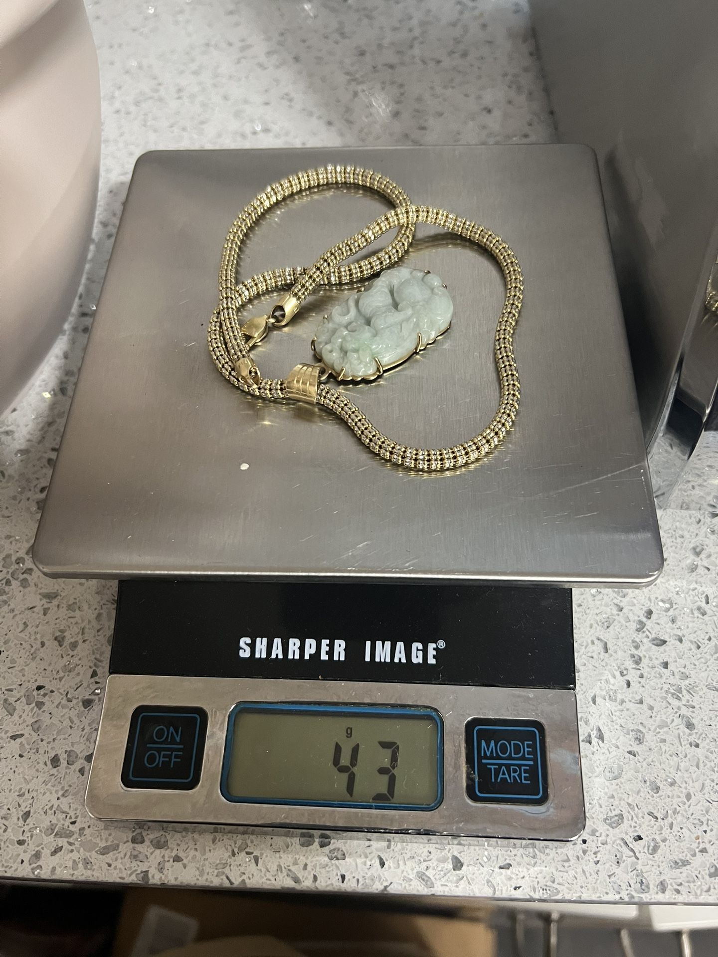 14k Diamond Cut Iced Link Chain w/ Pendant