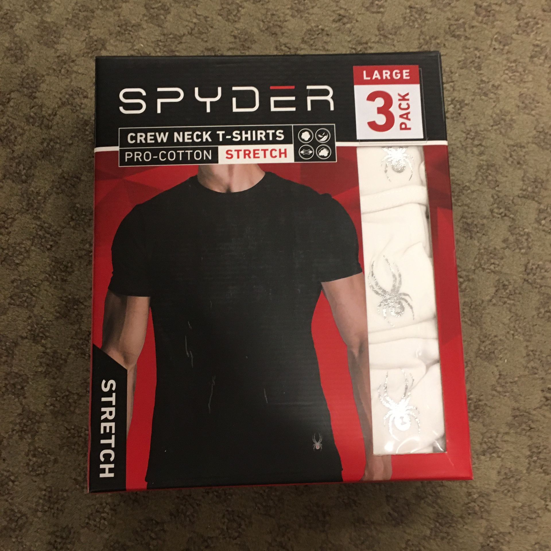 NWT Spyder men’s crew neck tshirts 3 pack size L XL